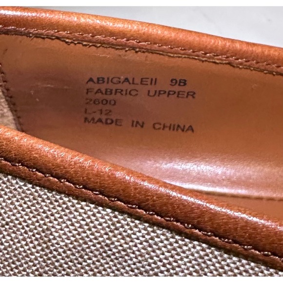 Lauren Ralph Lauren Ballet Flats Tan Canvas Leather Buckle Women's Size 9B - Picture 10 of 12